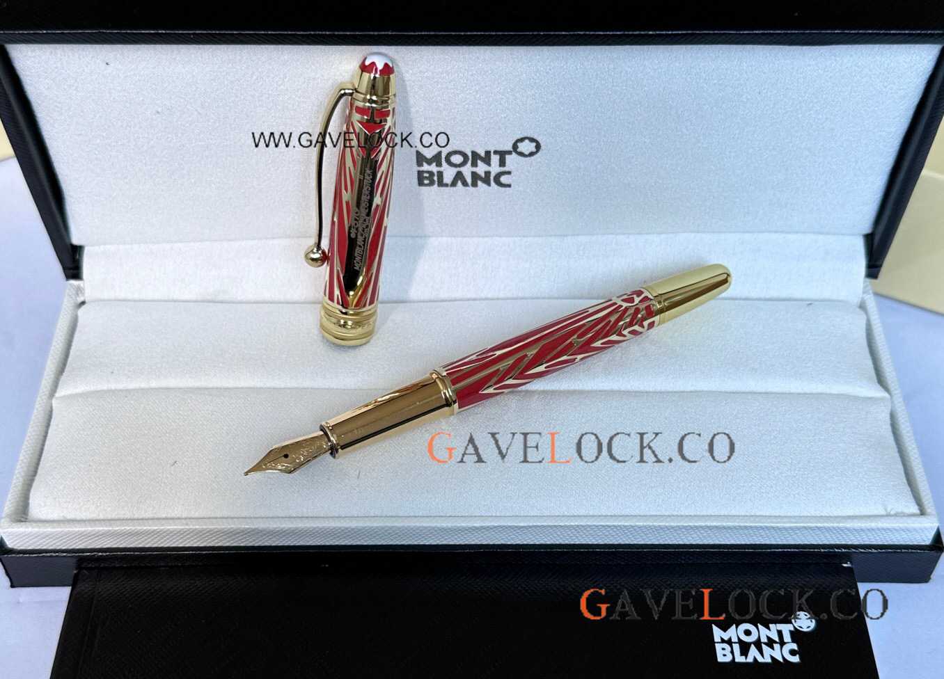 Clone Meisterstuck 100 Yrs Doue Classique Slim size Fountain Pen Red with Gold